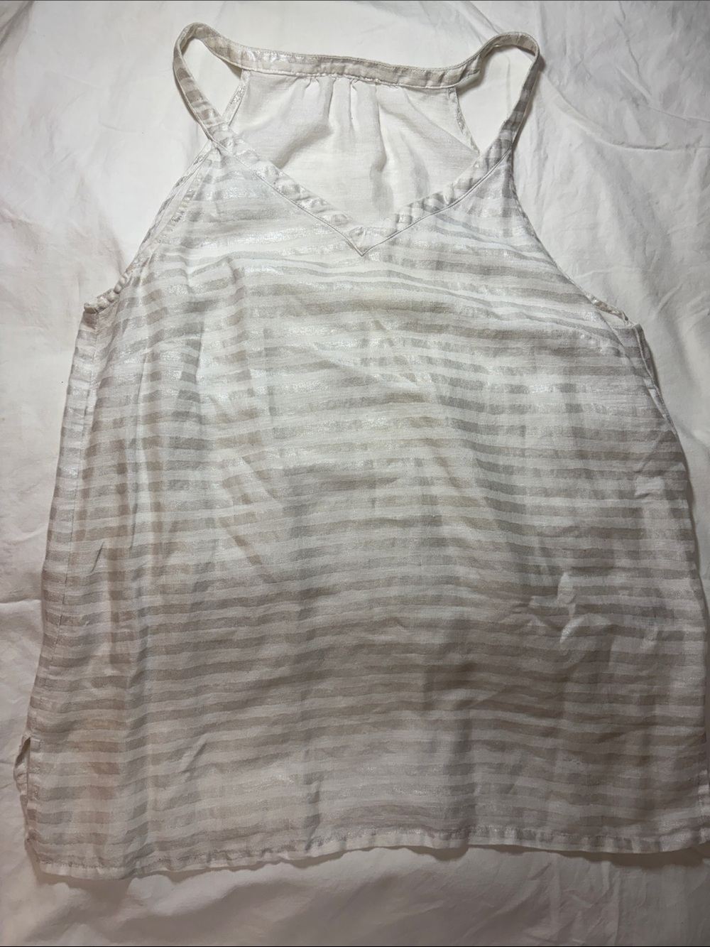 St tropez linen top silver and white striped